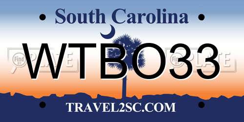 WTBO33 South Carolina License Plate