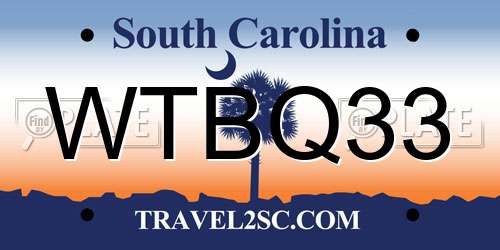 WTBQ33 South Carolina License Plate