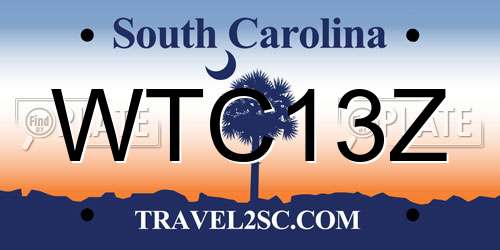 WTC13Z South Carolina License Plate