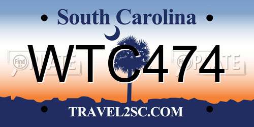 WTC474 South Carolina License Plate