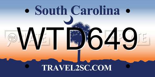 WTD649 South Carolina License Plate