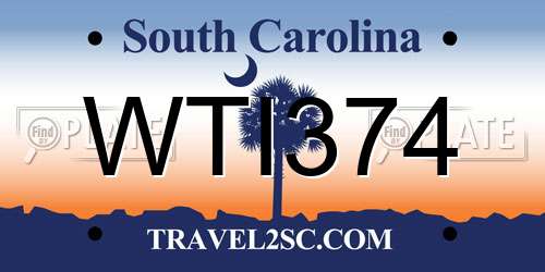 WTI374 South Carolina License Plate