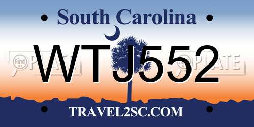 WTJ552 South Carolina License Plate