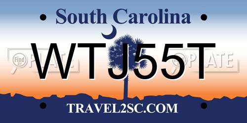 WTJ55T South Carolina License Plate