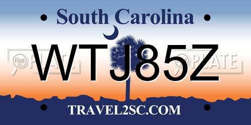 WTJ85Z South Carolina License Plate