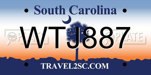 WTJ887 South Carolina License Plate