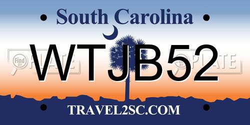 WTJB52 South Carolina License Plate