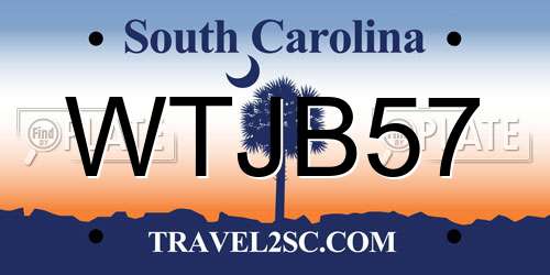 WTJB57 South Carolina License Plate