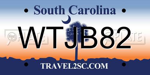 WTJB82 South Carolina License Plate