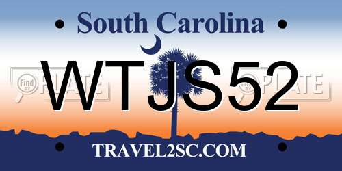 WTJS52 South Carolina License Plate