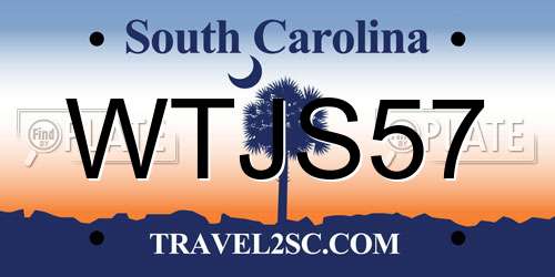 WTJS57 South Carolina License Plate