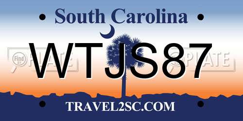WTJS87 South Carolina License Plate