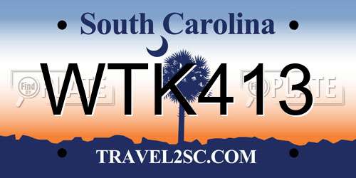 WTK413 South Carolina License Plate