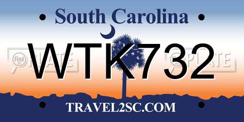 WTK732 South Carolina License Plate