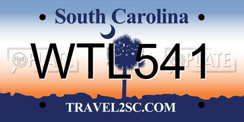 WTL541 South Carolina License Plate