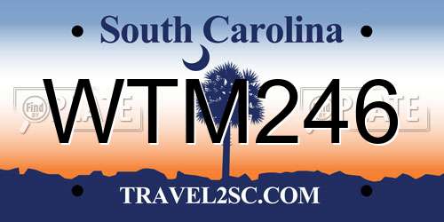 WTM246 South Carolina License Plate