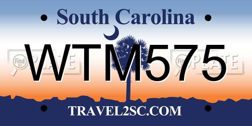 WTM575 South Carolina License Plate