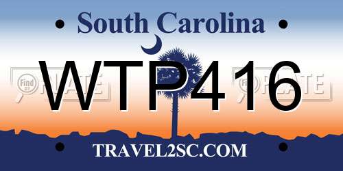 WTP416 South Carolina License Plate