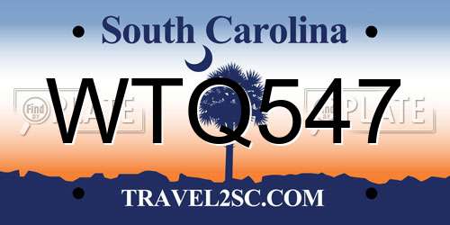 WTQ547 South Carolina License Plate
