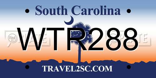 WTR288 South Carolina License Plate