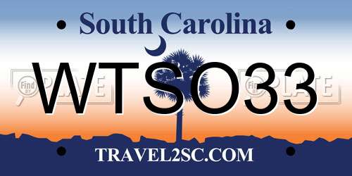WTSO33 South Carolina License Plate