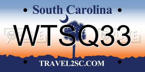WTSQ33 South Carolina License Plate