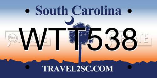 WTT538 South Carolina License Plate
