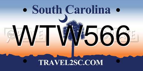 WTW566 South Carolina License Plate