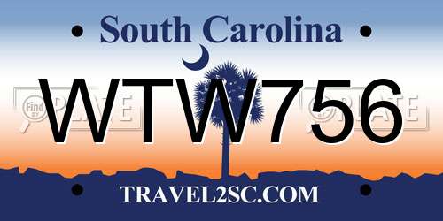 WTW756 South Carolina License Plate