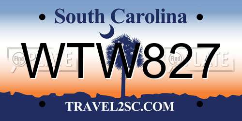 WTW827 South Carolina License Plate