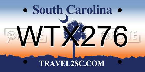 WTX276 South Carolina License Plate