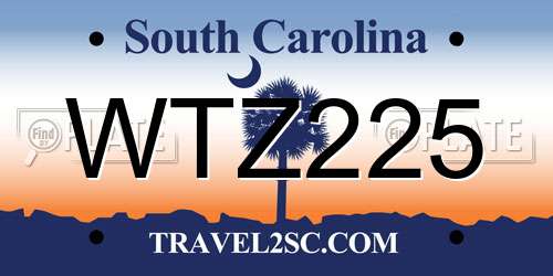 WTZ225 South Carolina License Plate