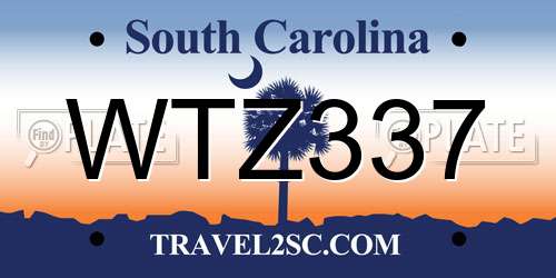 WTZ337 South Carolina License Plate