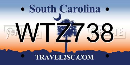 WTZ738 South Carolina License Plate