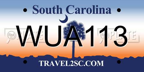 WUA113 South Carolina License Plate