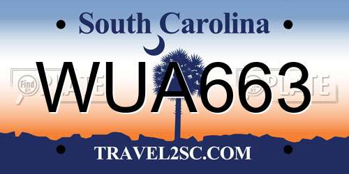 WUA663 South Carolina License Plate