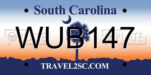 WUB147 South Carolina License Plate