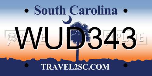 WUD343 South Carolina License Plate
