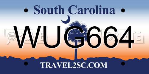WUG664 South Carolina License Plate