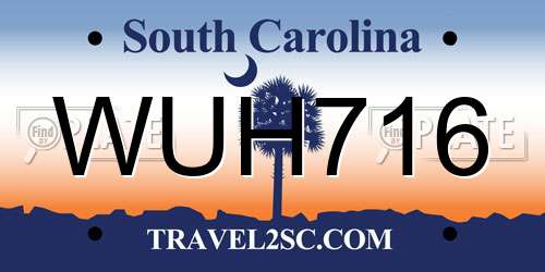 WUH716 South Carolina License Plate