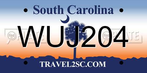 WUJ204 South Carolina License Plate