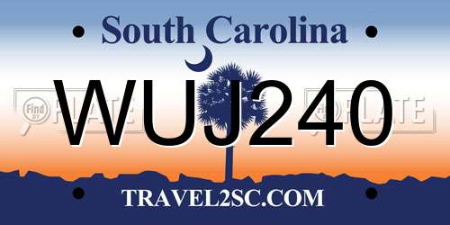 WUJ240 South Carolina License Plate