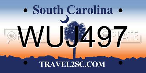 WUJ497 South Carolina License Plate