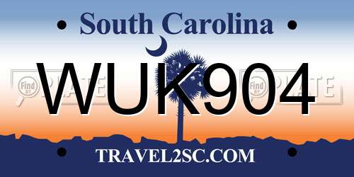 WUK904 South Carolina License Plate