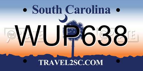 WUP638 South Carolina License Plate