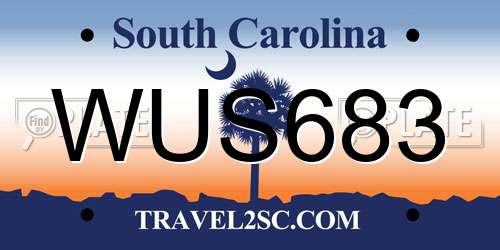 WUS683 South Carolina License Plate