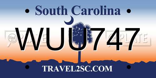 WUU747 South Carolina License Plate