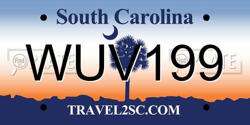 WUV199 South Carolina License Plate