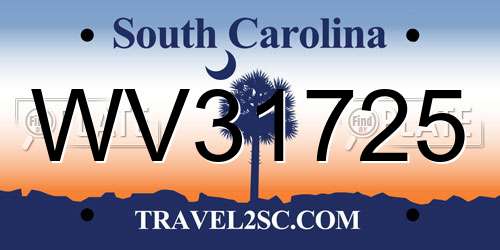 WV31725 South Carolina License Plate
