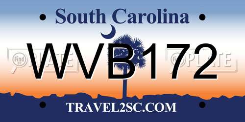 WVB172 South Carolina License Plate